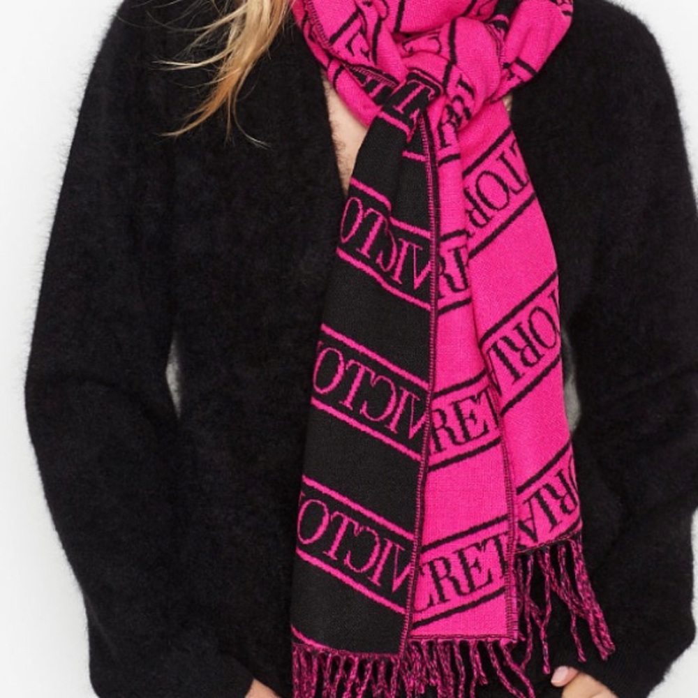 Victoria Secret Pink Black Finge Scarve